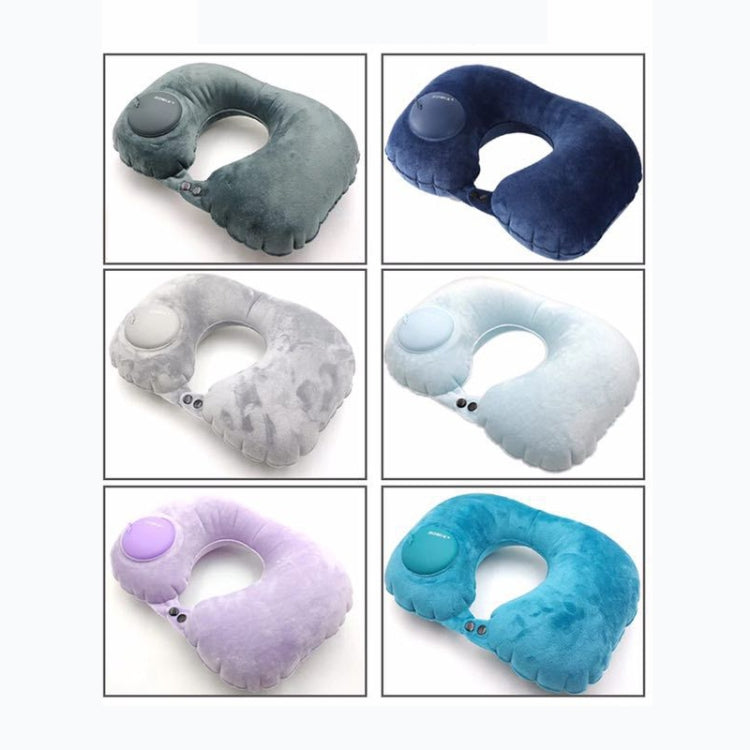 Romix Portable Inflatable Pillow Plus Velvet Press Type Automatic Inflating Travel  U-shape Neck Pillow