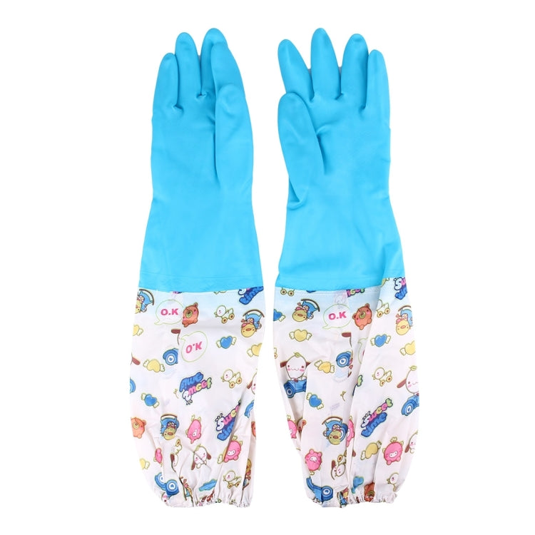 1 Pair Fluff Lining Life Waterproof Elastic Closing Warm Dishwashing Cleaning Rubber Gloves, Size: L