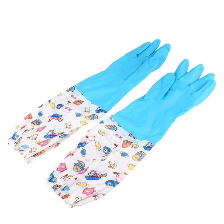 1 Pair Fluff Lining Life Waterproof Elastic Closing Warm Dishwashing Cleaning Rubber Gloves, Size: L
