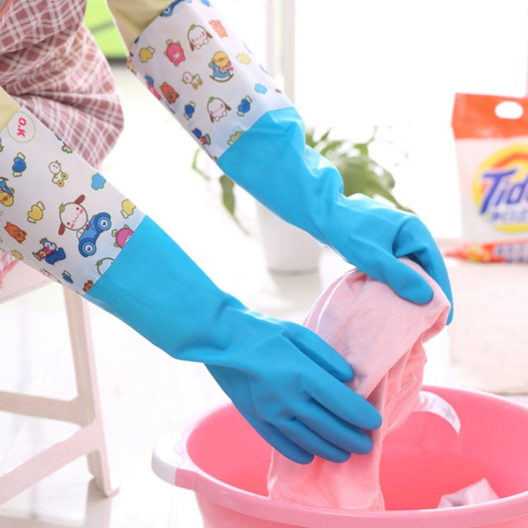 1 Pair Fluff Lining Life Waterproof Elastic Closing Warm Dishwashing Cleaning Rubber Gloves, Size: L