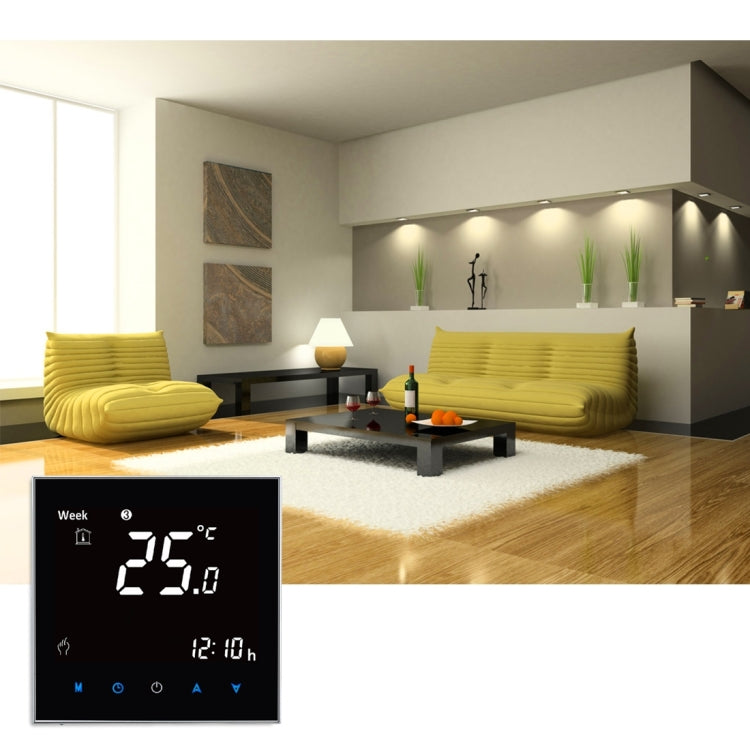 BHT-2001 3A Load Water Heating Type LCD Digital Heating Room Thermostat, Display Clock / Temperature / Time / Week / Heat etc.(Black)