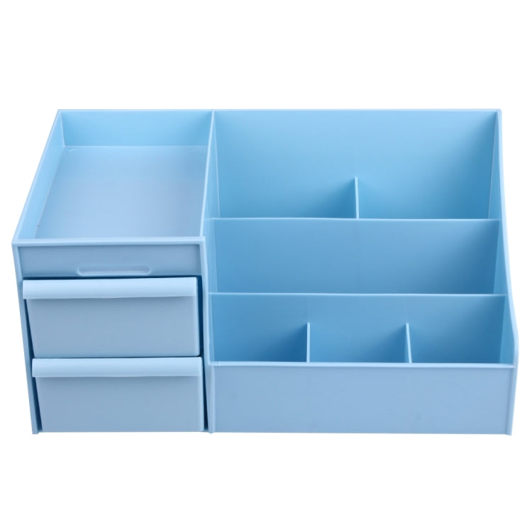 Multifunctional Kitchen Shelves Desktop Basket Bathroom Tidy Organzier Cosmetics Storage Box(Blue)