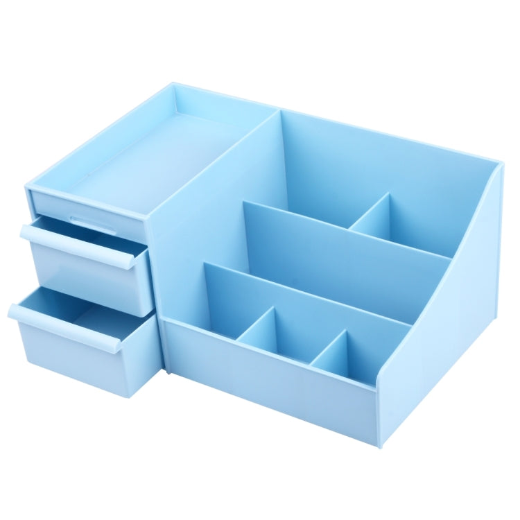 Multifunctional Kitchen Shelves Desktop Basket Bathroom Tidy Organzier Cosmetics Storage Box(Blue)