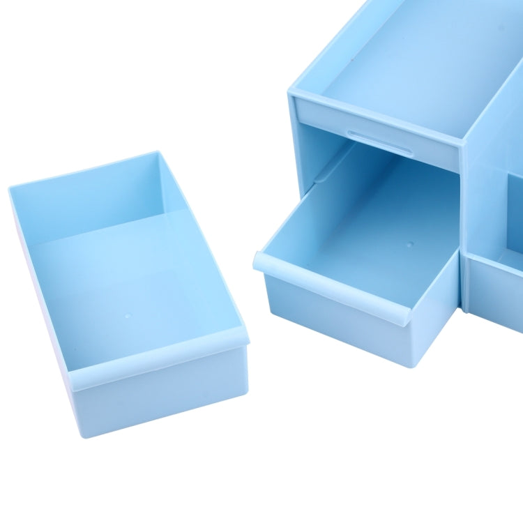 Multifunctional Kitchen Shelves Desktop Basket Bathroom Tidy Organzier Cosmetics Storage Box(Blue)