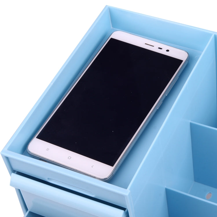 Multifunctional Kitchen Shelves Desktop Basket Bathroom Tidy Organzier Cosmetics Storage Box(Blue)