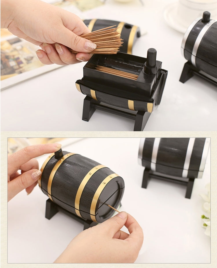 Artistic Creative Portable European Style Wine Cask Shape Manual Toothpick Holder Coccoloba Decoration