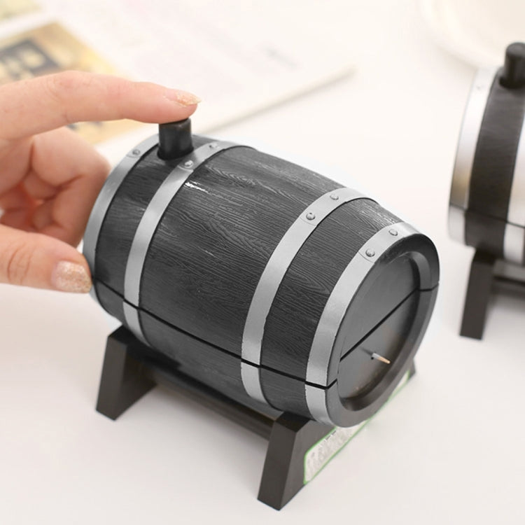 Artistic Creative Portable European Style Wine Cask Shape Manual Toothpick Holder Coccoloba Decoration