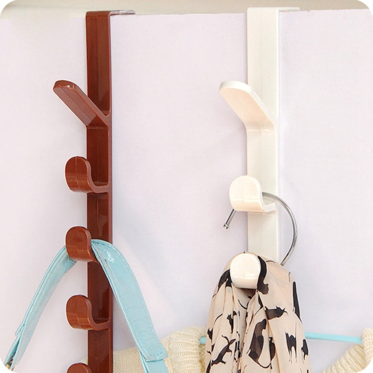 Multifunctional Vertical Style Bathroom Kitchen Wall Door Wardrobe Hanger Umbrella Clothes Towel Hook with 5 Hooks(White / Green / Coffee Random Color Delivery)