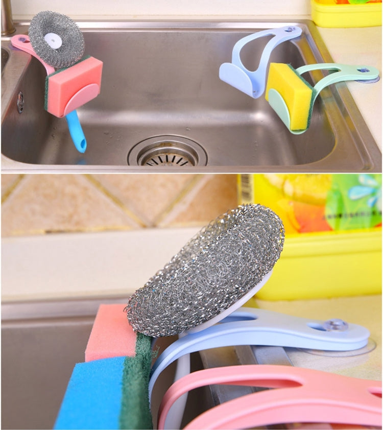 Sucker Style Hollowed-out Kitchen Bathroom Wall Sink Dishwashing Sponge Dishcloth Brush Cradle Storage Holder Rack Draining Board, Random Color Delivery