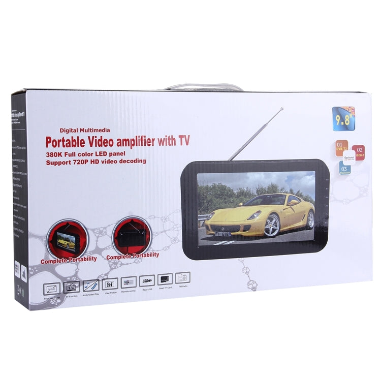 9.8 inch TFT LCD Screen Analog Multimedia Portable Video TV Player with Remote Controller, Support TV, FM Radio Function, U Disk & TF Card Reading