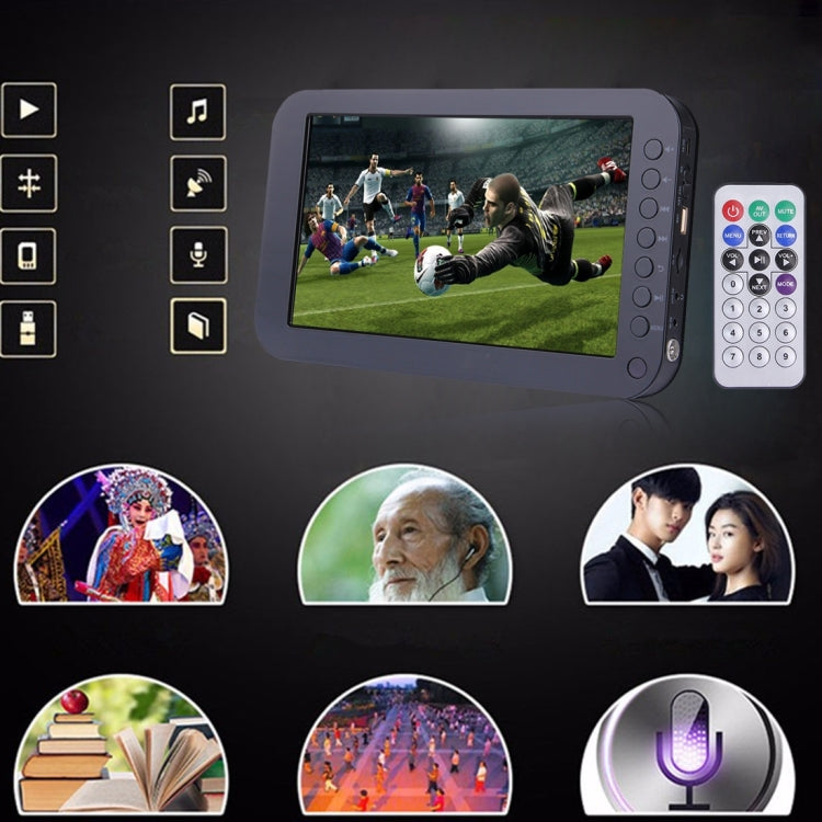 9.8 inch TFT LCD Screen Analog Multimedia Portable Video TV Player with Remote Controller, Support TV, FM Radio Function, U Disk & TF Card Reading