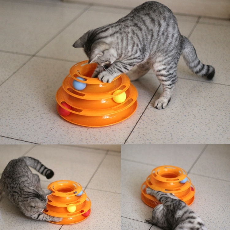 Interactive 3 Layers Tower of Tracks Balls Cat Toy