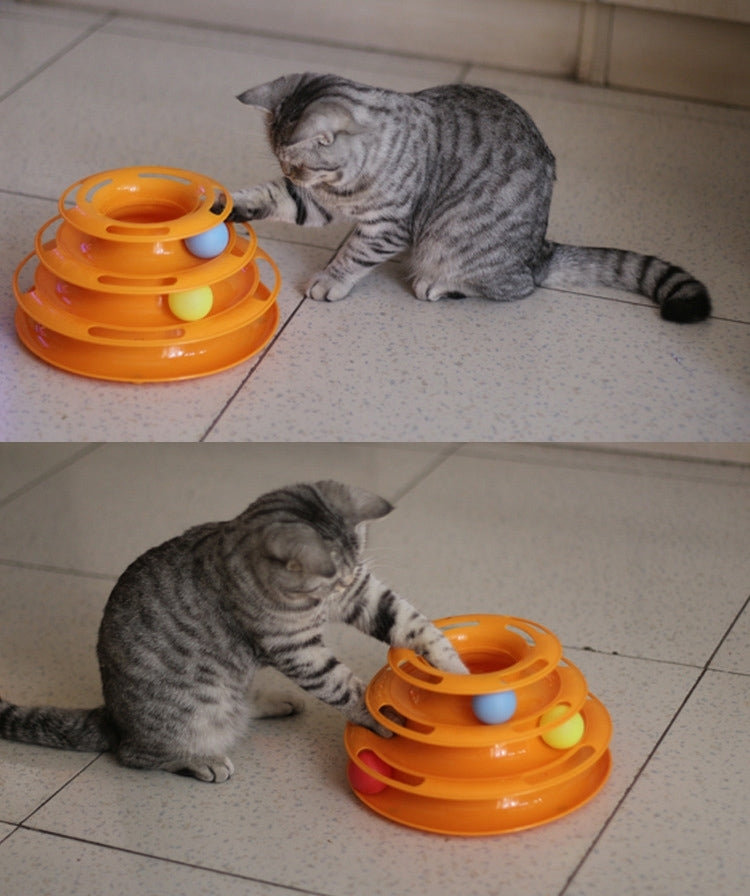 Interactive 3 Layers Tower of Tracks Balls Cat Toy