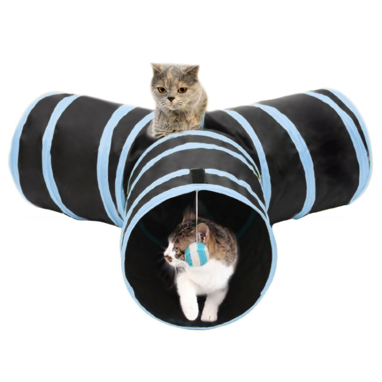 Foldable 3 Exits Exercising Cat Tunnel with A Hanging Ball