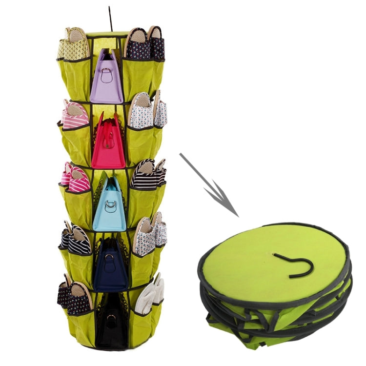 Portable Foldable 40 Sections Handbags Shoes Nonwoven Storage Bag with Hook, Size: 34x125cm(Green)