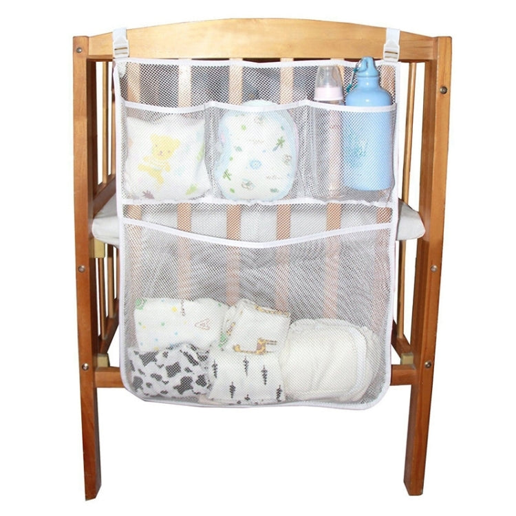 Baby Crib Mesh Storage Bag with Buckles, Size: 50x60cm(White)