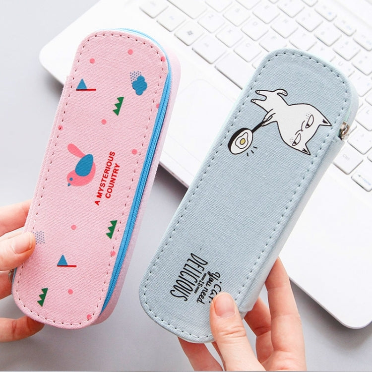 2 PCS School Office Supplies Fresh Style Creative Cartoon Pattern Simple Stationery Bag, Large Capacity Stationery Bag,Random Color Delivery
