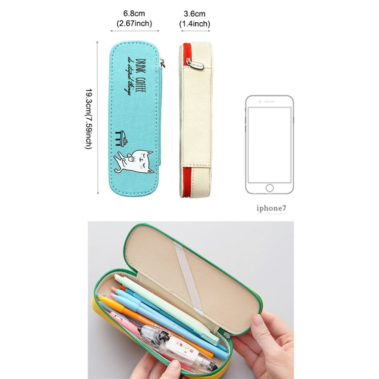 2 PCS School Office Supplies Fresh Style Creative Cartoon Pattern Simple Stationery Bag, Large Capacity Stationery Bag,Random Color Delivery