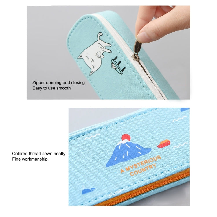 2 PCS School Office Supplies Fresh Style Creative Cartoon Pattern Simple Stationery Bag, Large Capacity Stationery Bag,Random Color Delivery