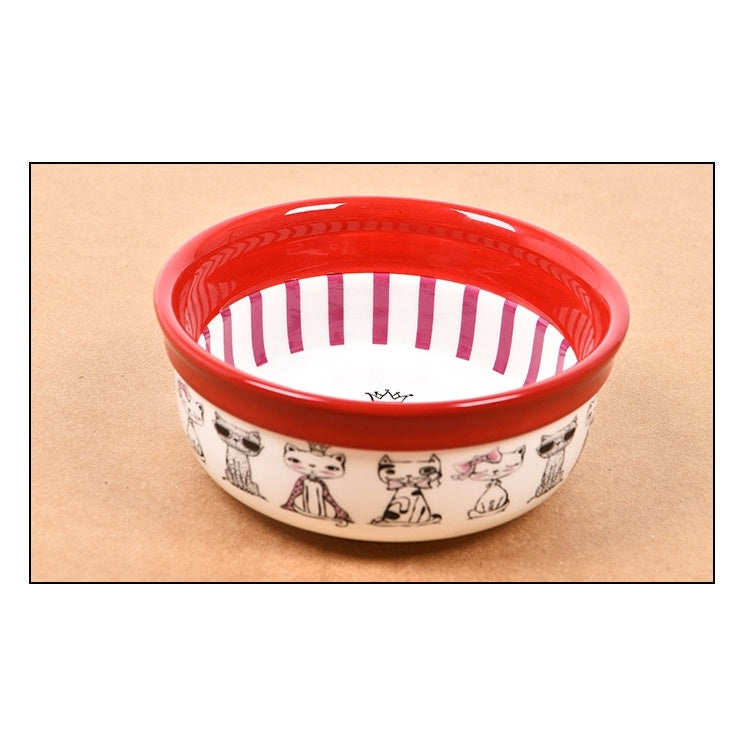 Pet Supplies Cartoon Pet Ceramic Cat Bowl Dog Bowl Double Bowl Food Basin, Bowl Size: