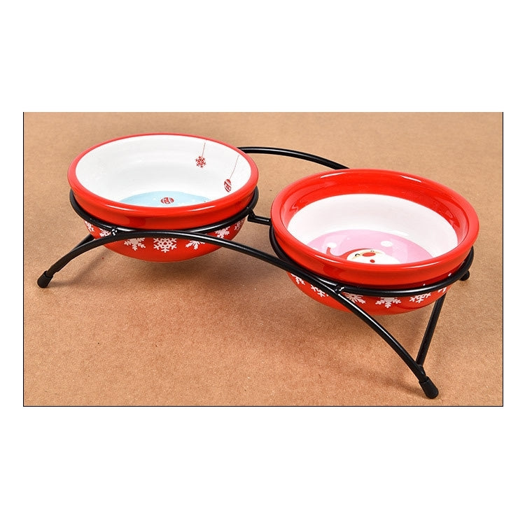 Pet Supplies Cartoon Pet Ceramic Cat Bowl Dog Bowl Double Bowl Food Basin, Bowl Size: