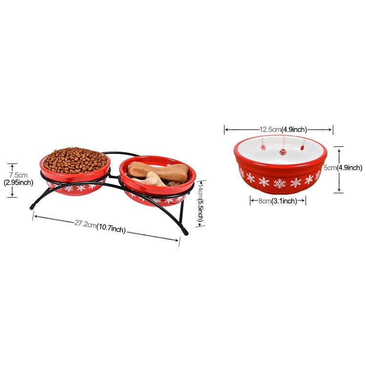 Pet Supplies Cartoon Pet Ceramic Cat Bowl Dog Bowl Double Bowl Food Basin, Bowl Size: