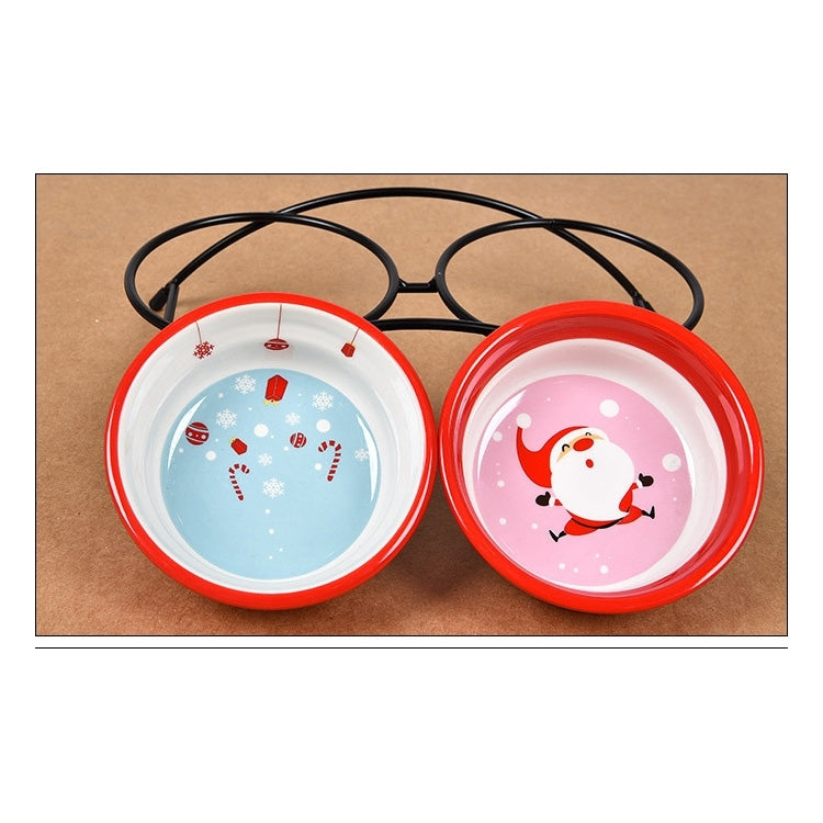 Pet Supplies Cartoon Pet Ceramic Cat Bowl Dog Bowl Double Bowl Food Basin, Bowl Size: