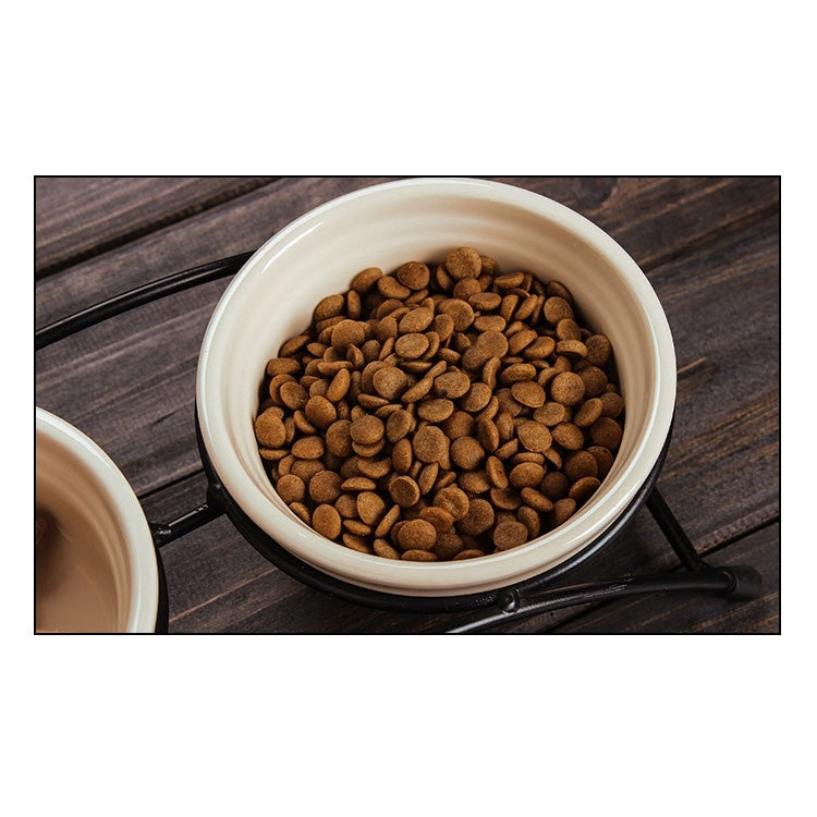 Pet Supplies Cartoon Pet Ceramic Cat Bowl Dog Bowl Double Bowl Food Basin, Bowl Size: