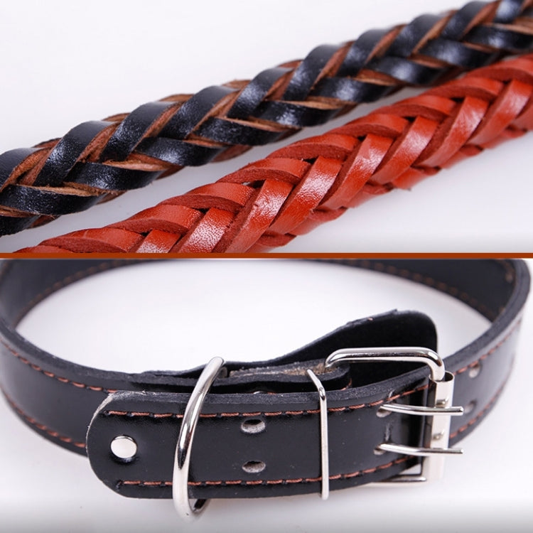 Cowhide Traction Belt Dog Collar Telescopic Dog Rope, Suitable For Medium and Large Dogs, L, Rope Length: 130cm Collar Size: 43-55cm