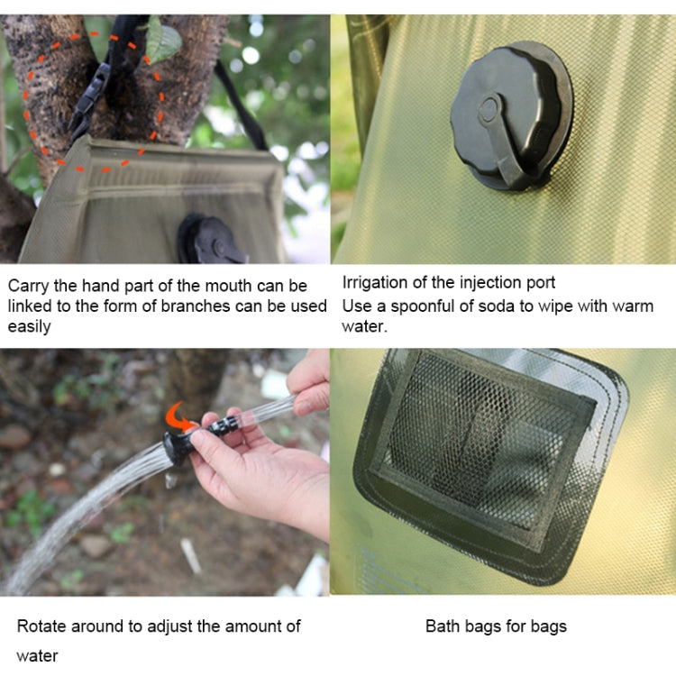 Outdoor Camping Portable Solar Heating with Thermometer Folding High Quality Hot Water Shower Bag, Capacity: 20L
