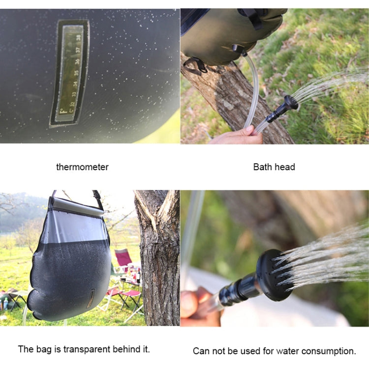 Outdoor Camping Portable Solar Heating with Thermometer Folding High Quality Hot Water Shower Bag, Capacity: 20L