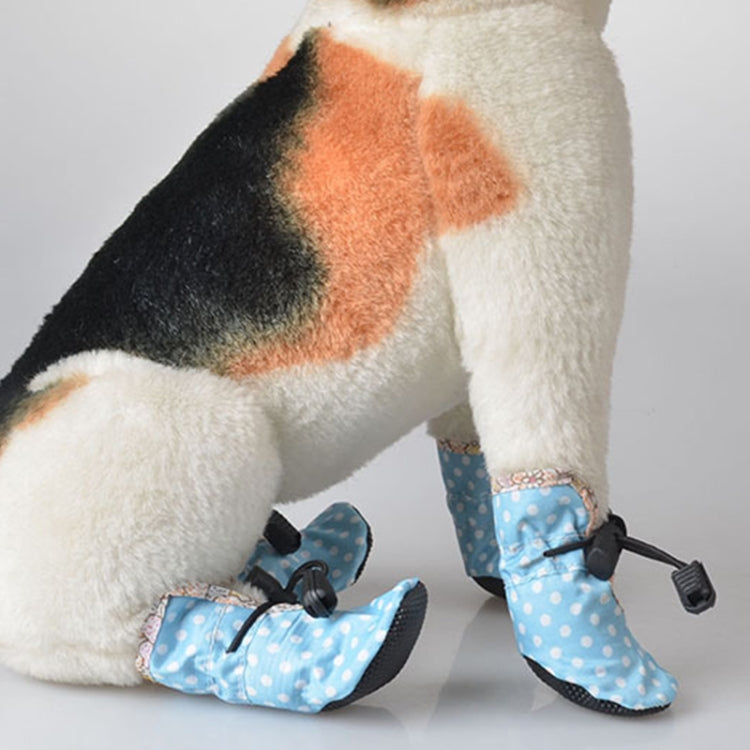 4PCS Pet Dog Comfortable Oil Cloth Shoes, Rain-proof Anti-slip Pet Shoes, Length: 4cm, Width: 3.5cm (Blue)