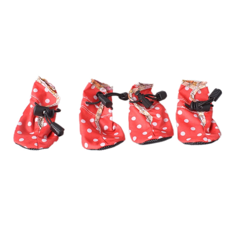 4PCS Pet Dog Comfortable Oil Cloth Shoes, Rain-proof Anti-slip Pet Shoes, Length: 4.5cm, Width: 4.5cm (Red)