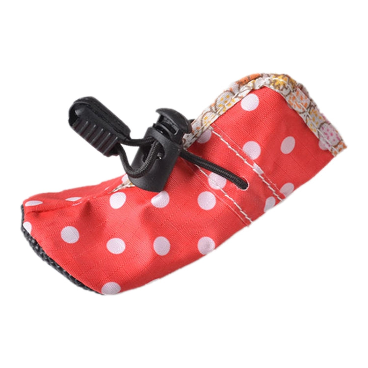 4PCS Pet Dog Comfortable Oil Cloth Shoes, Rain-proof Anti-slip Pet Shoes, Length: 4.5cm, Width: 4.5cm (Red)