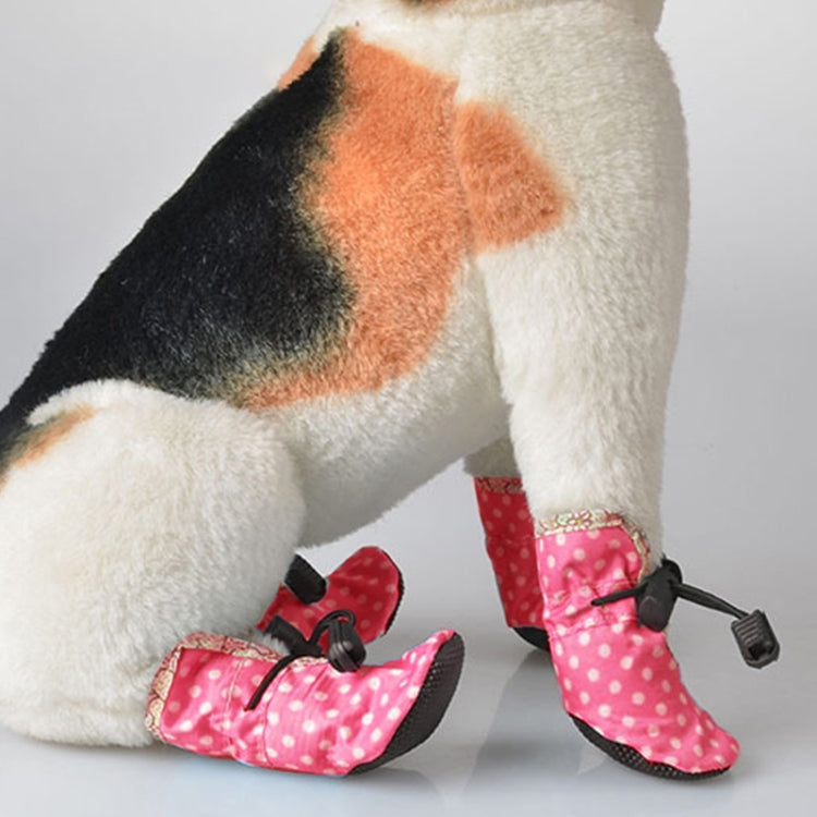 4PCS Pet Dog Comfortable Oil Cloth Shoes, Rain-proof Anti-slip Pet Shoes, Length: 4.5cm, Width: 4.5cm (Red)