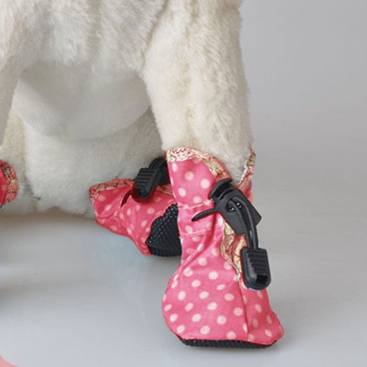 4PCS Pet Dog Comfortable Oil Cloth Shoes, Rain-proof Anti-slip Pet Shoes, Length: 4.5cm, Width: 4.5cm (Red)