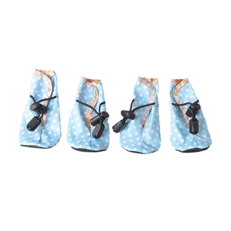 4PCS Pet Dog Comfortable Oil Cloth Shoes, Rain-proof Anti-slip Pet Shoes, Length: 5cm, Width: 4.5cm (Blue)