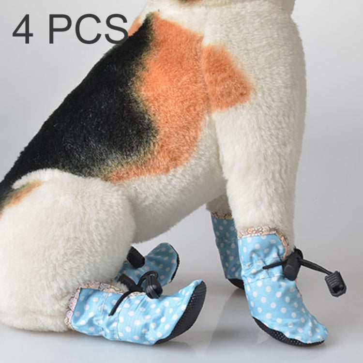 4PCS Pet Dog Comfortable Oil Cloth Shoes, Rain-proof Anti-slip Pet Shoes, Length: 5cm, Width: 4.5cm (Blue)
