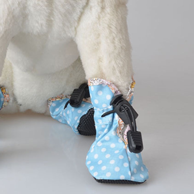 4PCS Pet Dog Comfortable Oil Cloth Shoes, Rain-proof Anti-slip Pet Shoes, Length: 5.5cm, Width: 5cm (Blue)