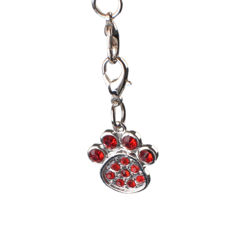 Stainless Steel Cute Paws Pet Pendants, Rhinestone Pet Dog Pendants, Random Color Delivery