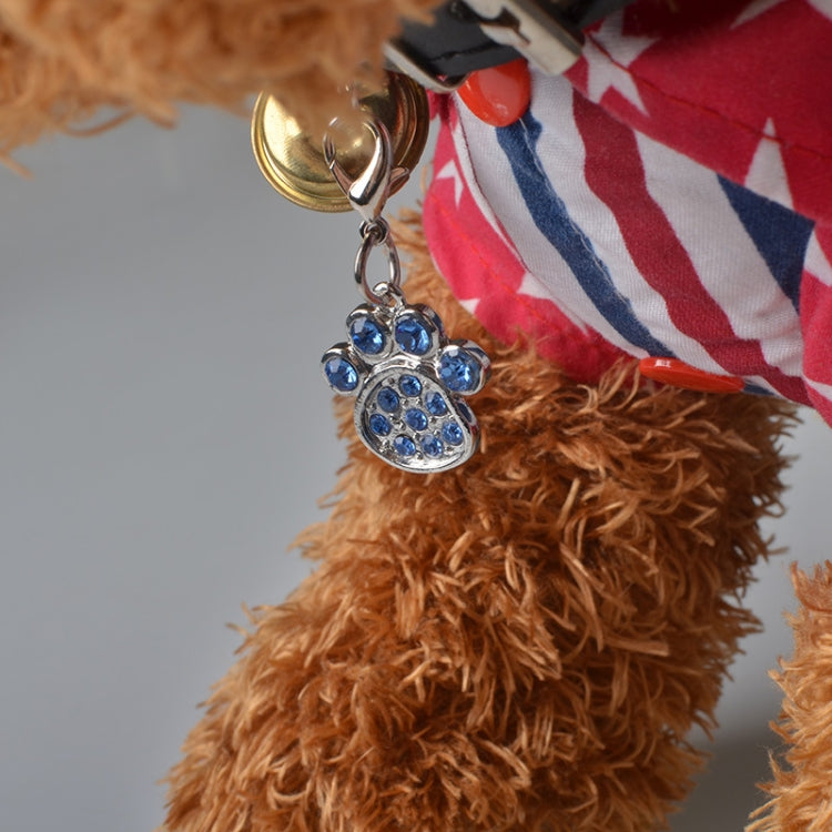 Stainless Steel Cute Paws Pet Pendants, Rhinestone Pet Dog Pendants, Random Color Delivery
