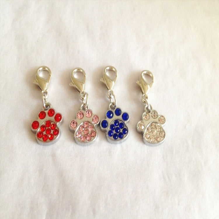 Stainless Steel Cute Paws Pet Pendants, Rhinestone Pet Dog Pendants, Random Color Delivery
