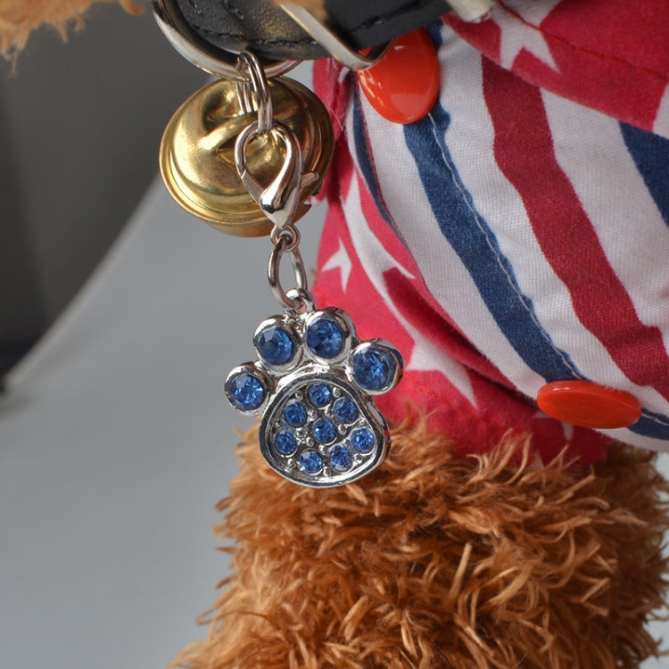 Stainless Steel Cute Paws Pet Pendants, Rhinestone Pet Dog Pendants, Random Color Delivery