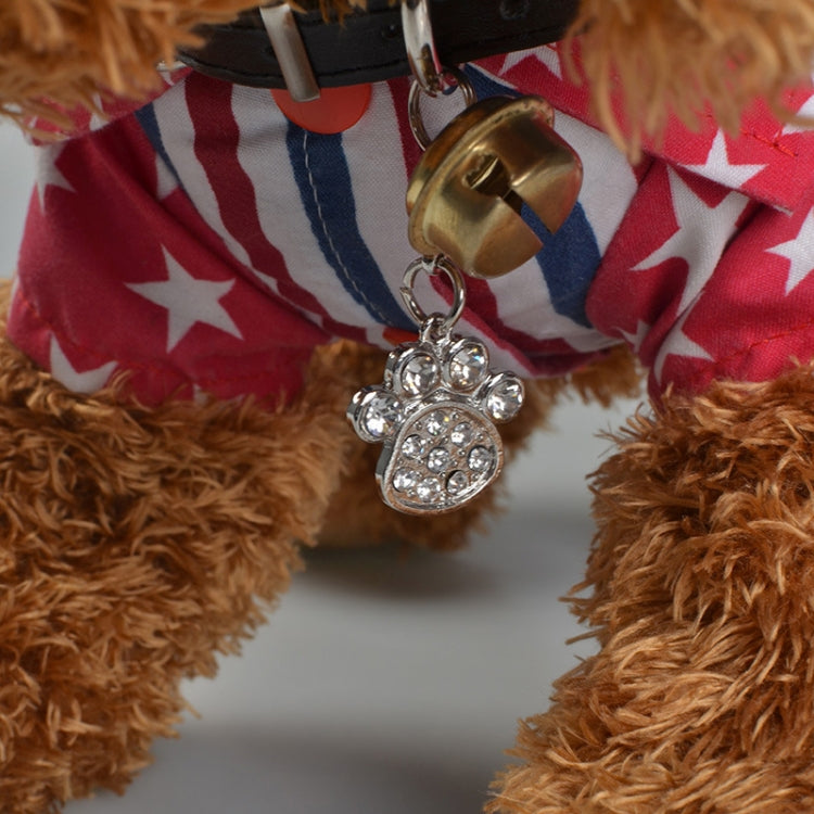 Stainless Steel Cute Paws Pet Pendants, Rhinestone Pet Dog Pendants, Random Color Delivery