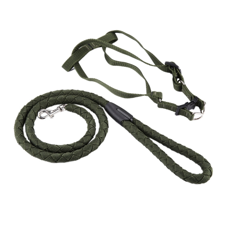 Green Army Pets Harness Training Lead Leash Traction Dog Safety Chain Rope, Rope Diameter: 1.2cm, Back Bandwidth: 1.5cm, Rope Length: 1.1m