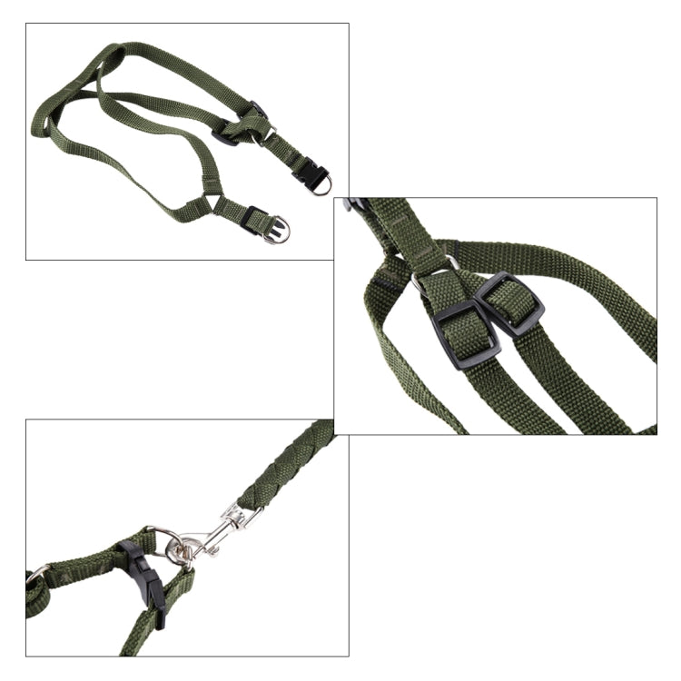 Green Army Pets Harness Training Lead Leash Traction Dog Safety Chain Rope, Rope Diameter: 1.2cm, Back Bandwidth: 1.5cm, Rope Length: 1.1m