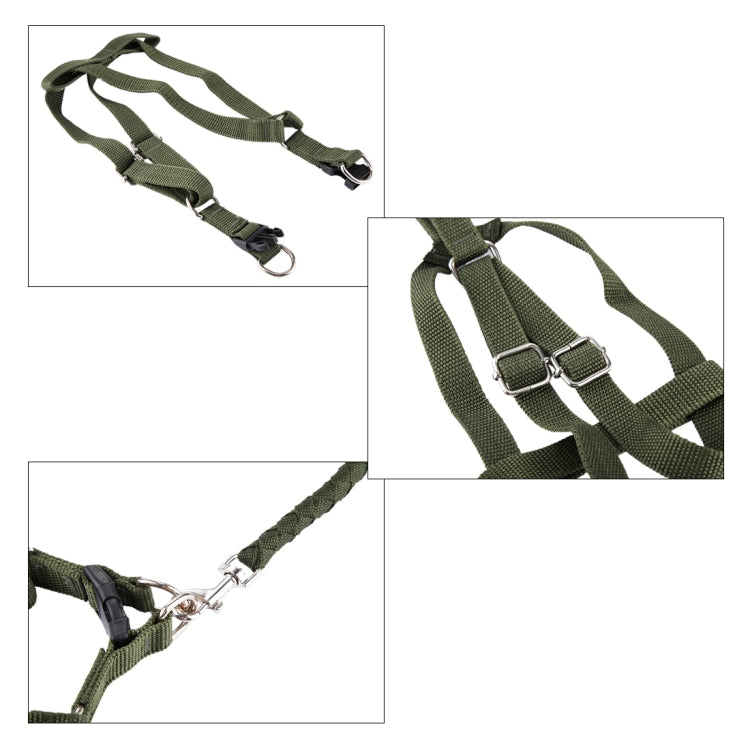 Green Army Pets Harness Training Lead Leash Traction Dog Safety Chain Rope, Rope Diameter: 1.2cm, Back Bandwidth: 2.0cm, Rope Length: 1.1m