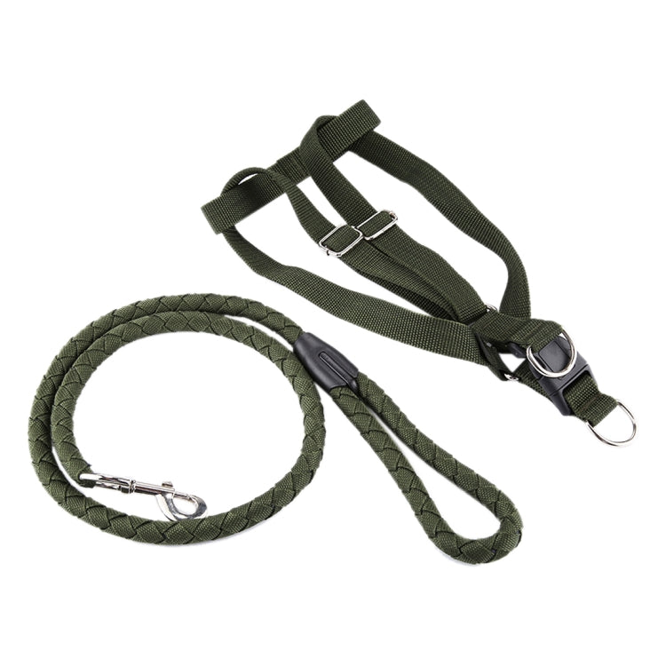 Green Army Pets Harness Training Lead Leash Traction Dog Safety Chain Rope, Rope Diameter: 1.5cm, Back Bandwidth: 2.5cm, Rope Length: 1.0m