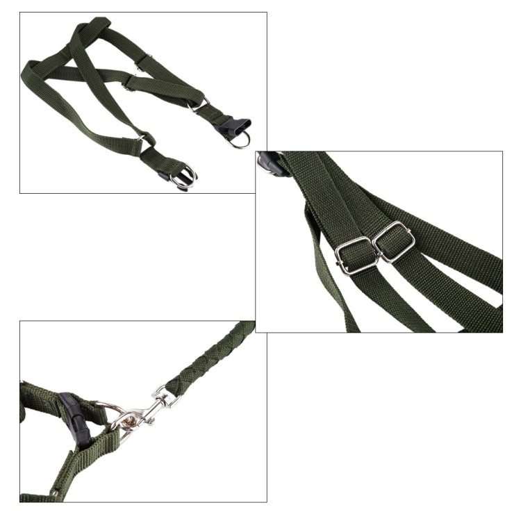 Green Army Pets Harness Training Lead Leash Traction Dog Safety Chain Rope, Rope Diameter: 1.5cm, Back Bandwidth: 2.5cm, Rope Length: 1.0m