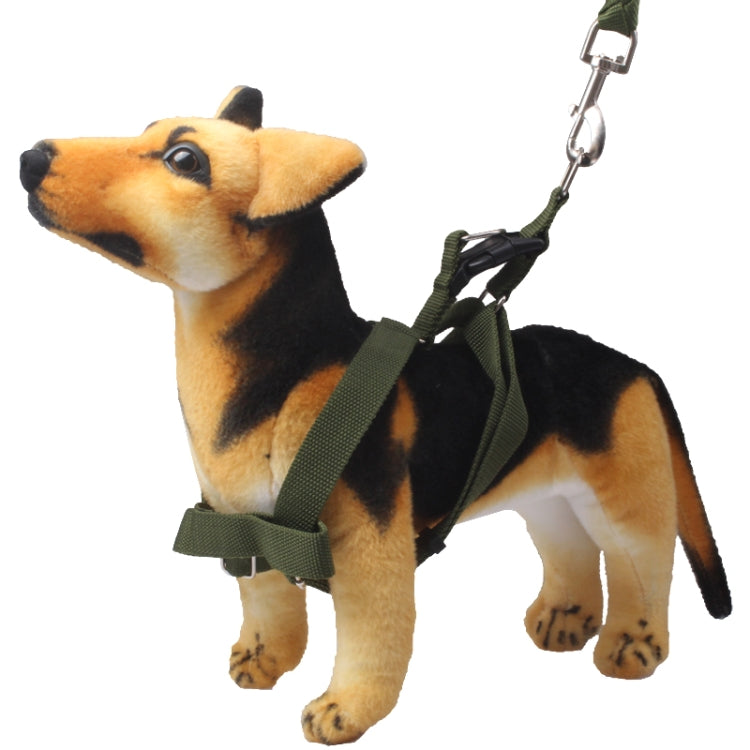 Green Army Pets Harness Training Lead Leash Traction Dog Safety Chain Rope, Rope Diameter: 1.5cm, Back Bandwidth: 2.5cm, Rope Length: 1.0m